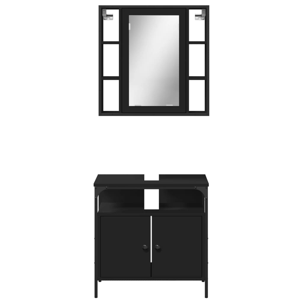 vidaXL Juego de muebles de baño 2 pzas madera contrachapada negro