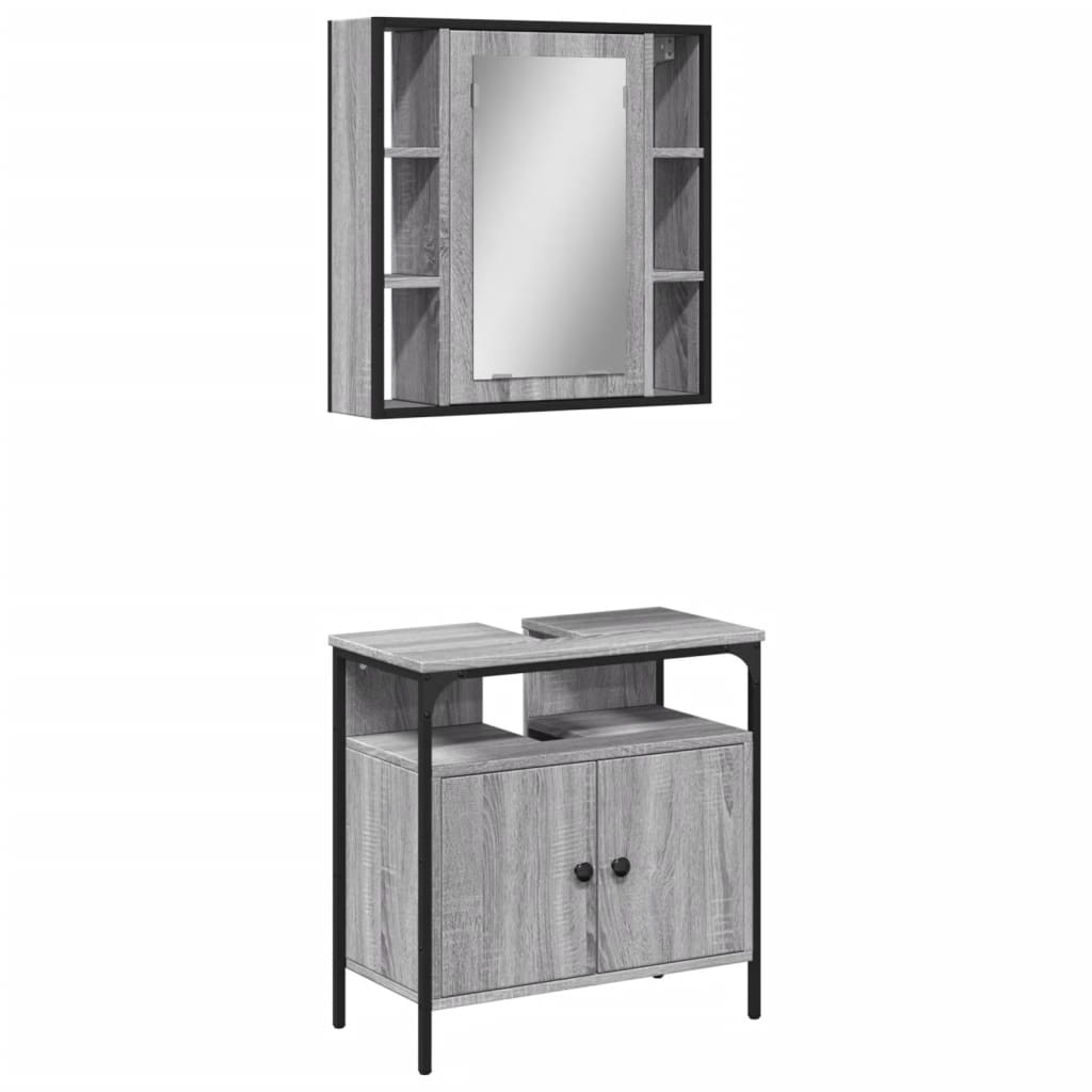 vidaXL Set de muebles de baño 2 pzas madera contrachapada gris sonoma