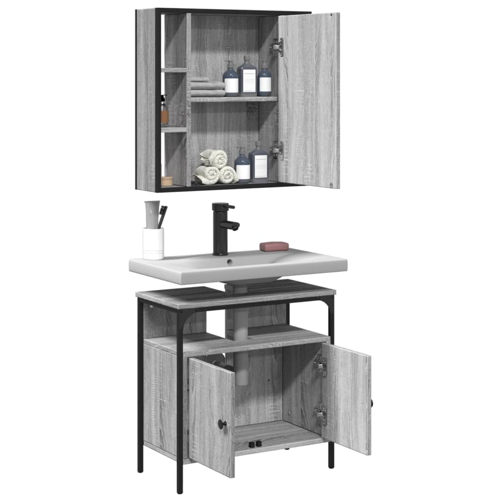 vidaXL Set de muebles de baño 2 pzas madera contrachapada gris sonoma