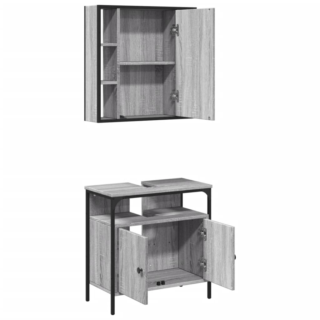 vidaXL Set de muebles de baño 2 pzas madera contrachapada gris sonoma