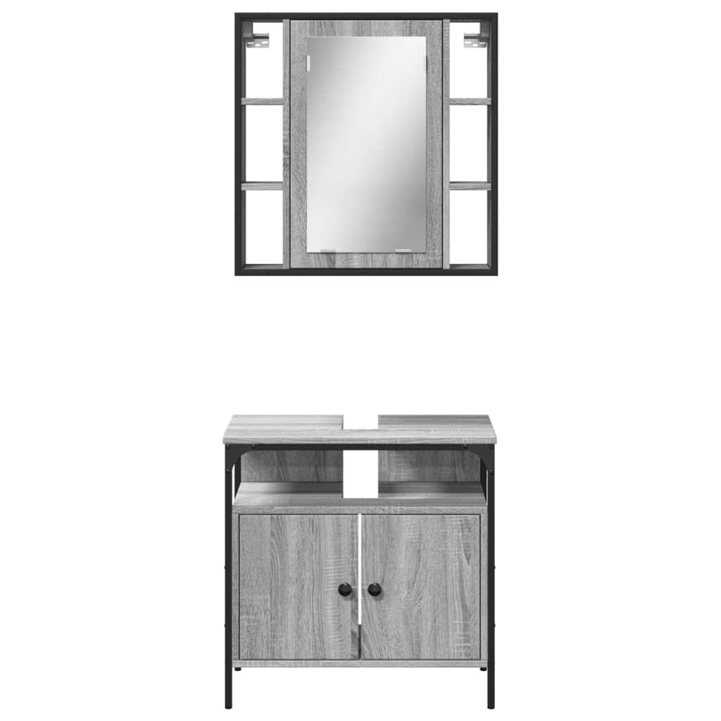 vidaXL Set de muebles de baño 2 pzas madera contrachapada gris sonoma