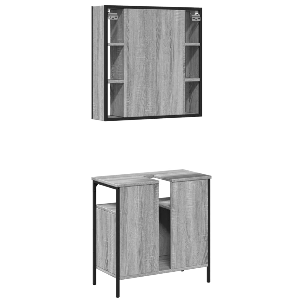 vidaXL Set de muebles de baño 2 pzas madera contrachapada gris sonoma