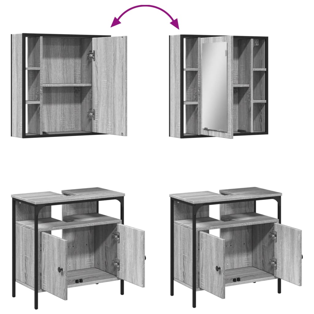 vidaXL Set de muebles de baño 2 pzas madera contrachapada gris sonoma