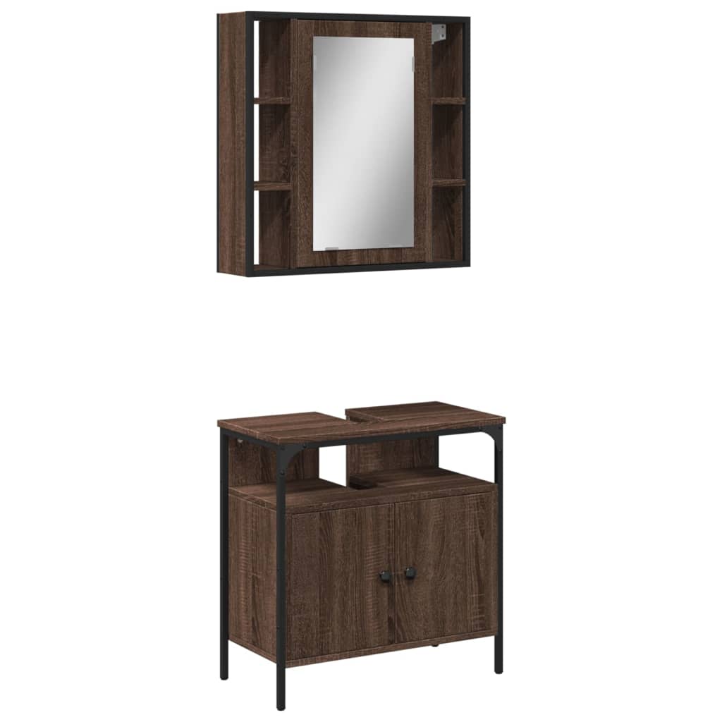 vidaXL Set de muebles baño 2 pzas madera contrachapada marrón roble