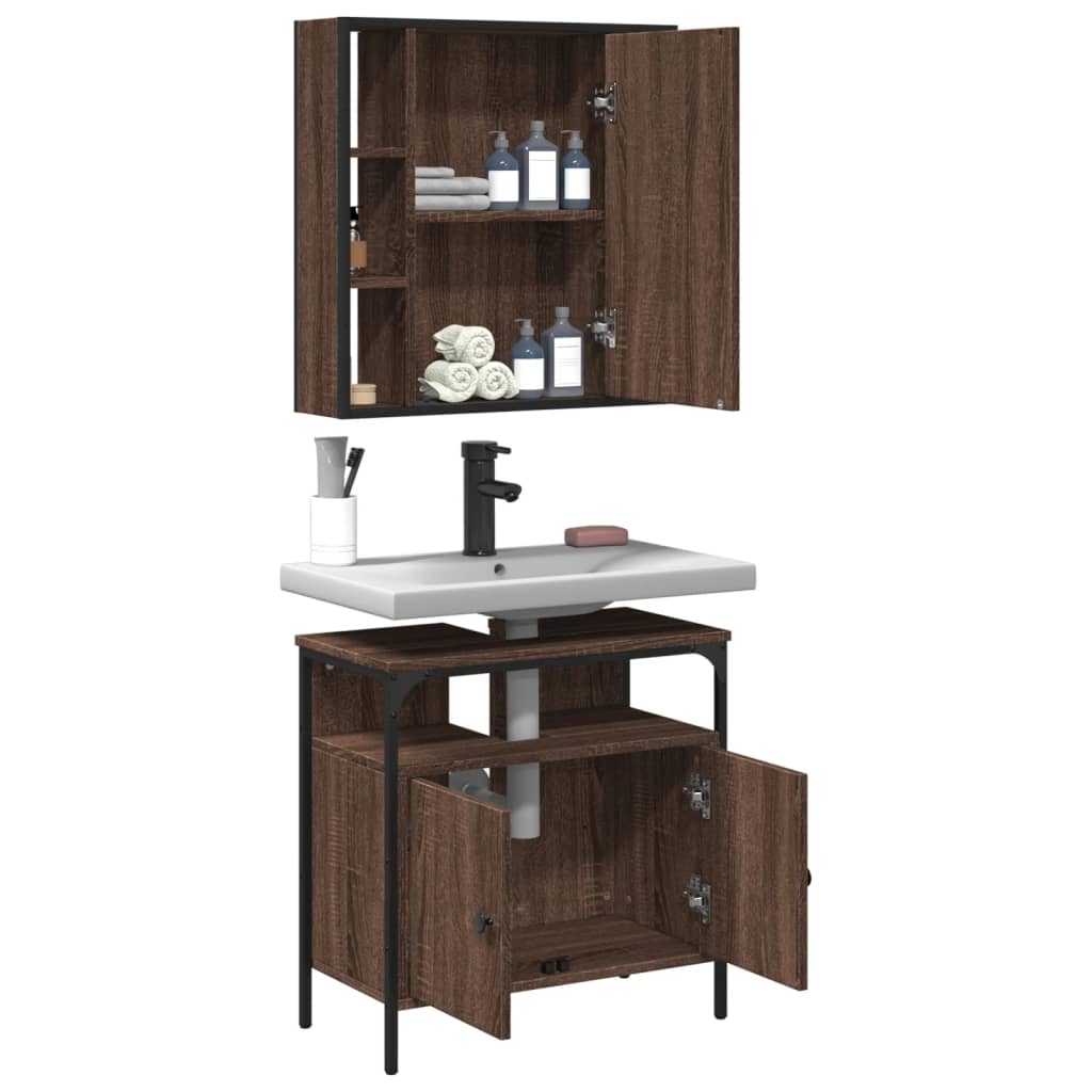 vidaXL Set de muebles baño 2 pzas madera contrachapada marrón roble