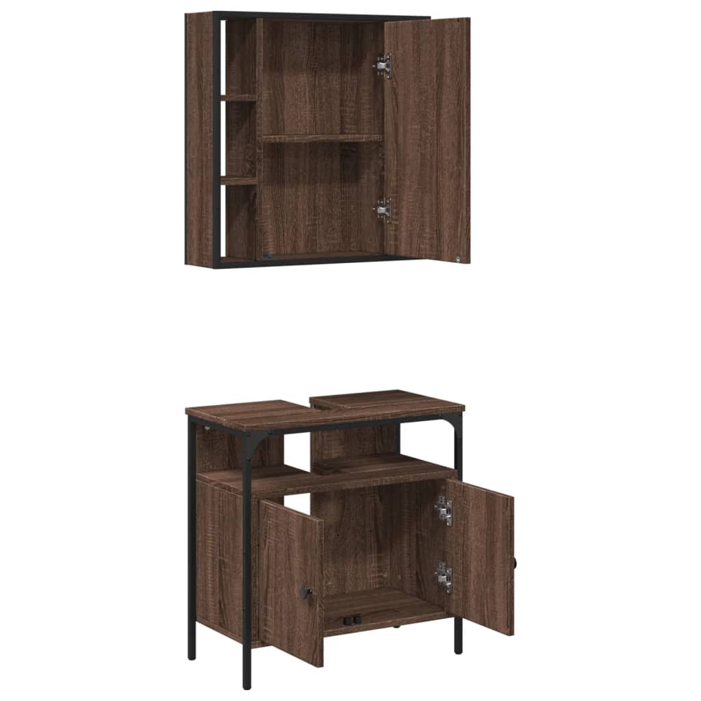 vidaXL Set de muebles baño 2 pzas madera contrachapada marrón roble