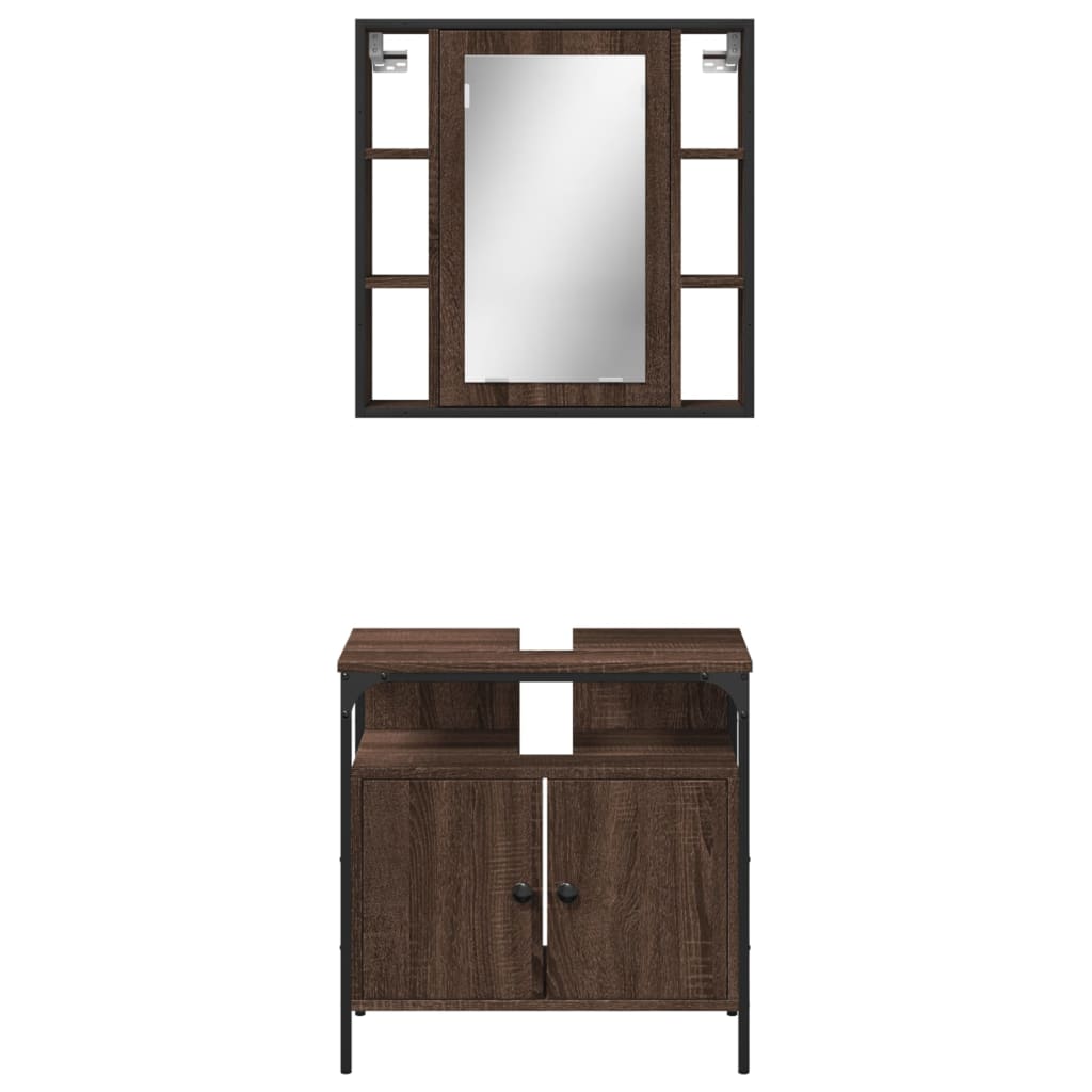 vidaXL Set de muebles baño 2 pzas madera contrachapada marrón roble