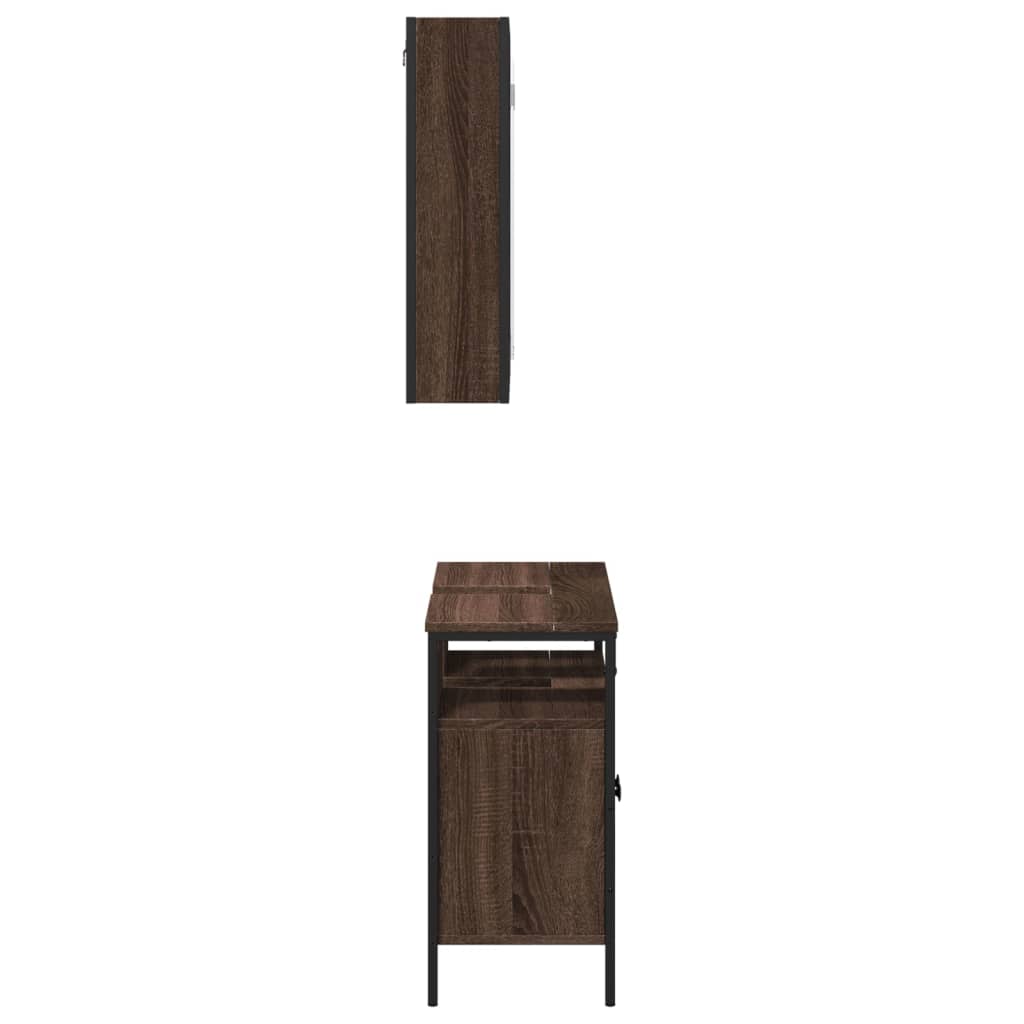 vidaXL Set de muebles baño 2 pzas madera contrachapada marrón roble