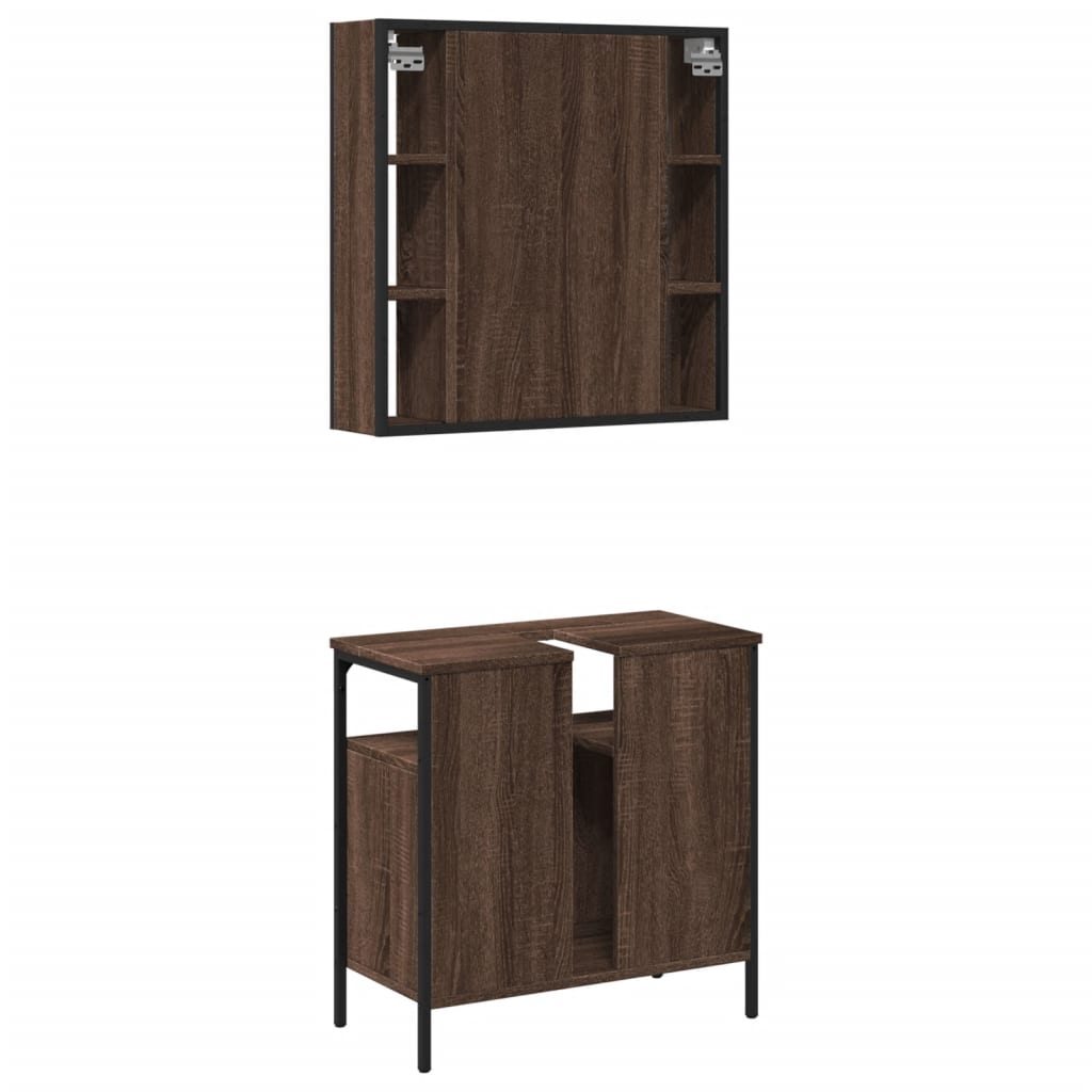 vidaXL Set de muebles baño 2 pzas madera contrachapada marrón roble