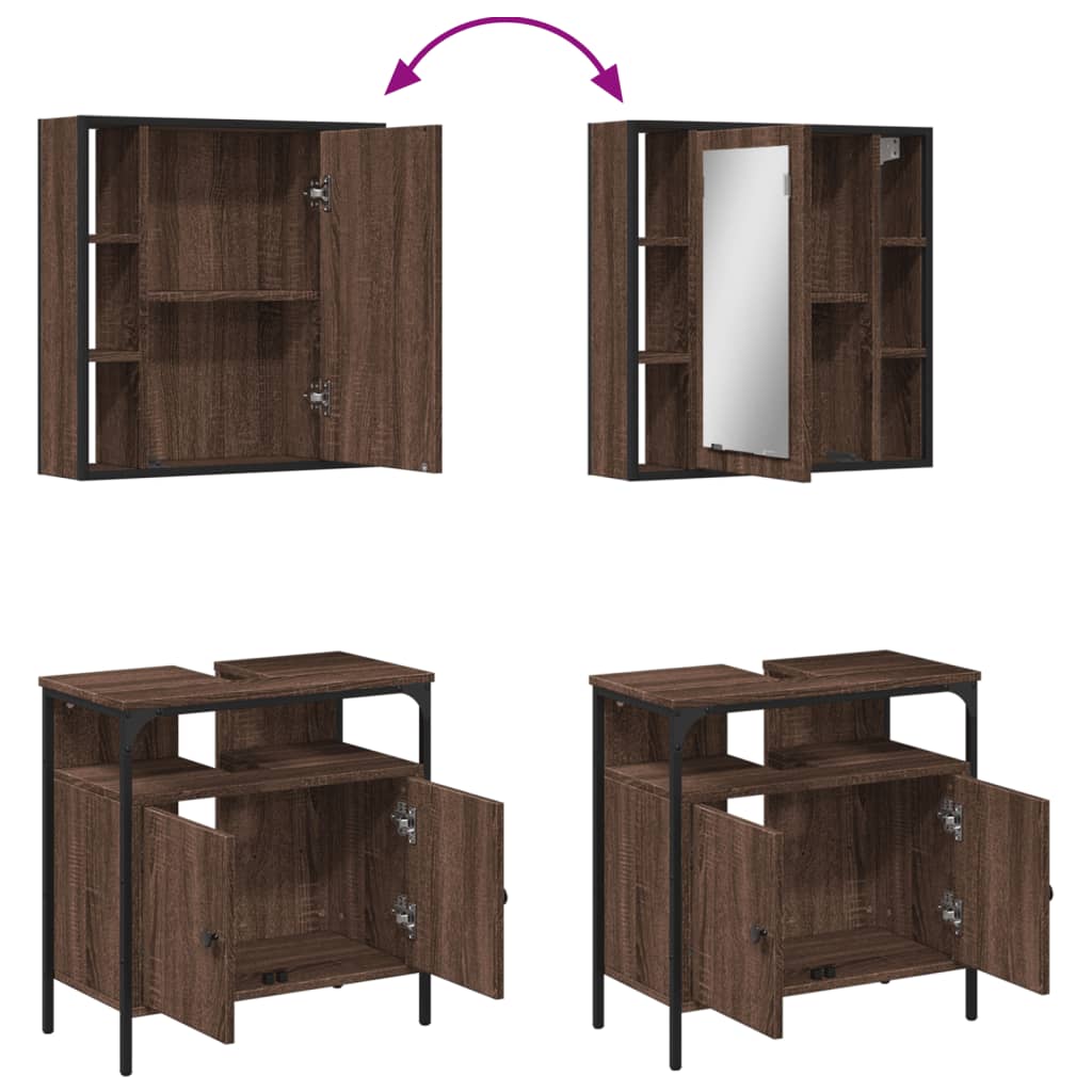 vidaXL Set de muebles baño 2 pzas madera contrachapada marrón roble