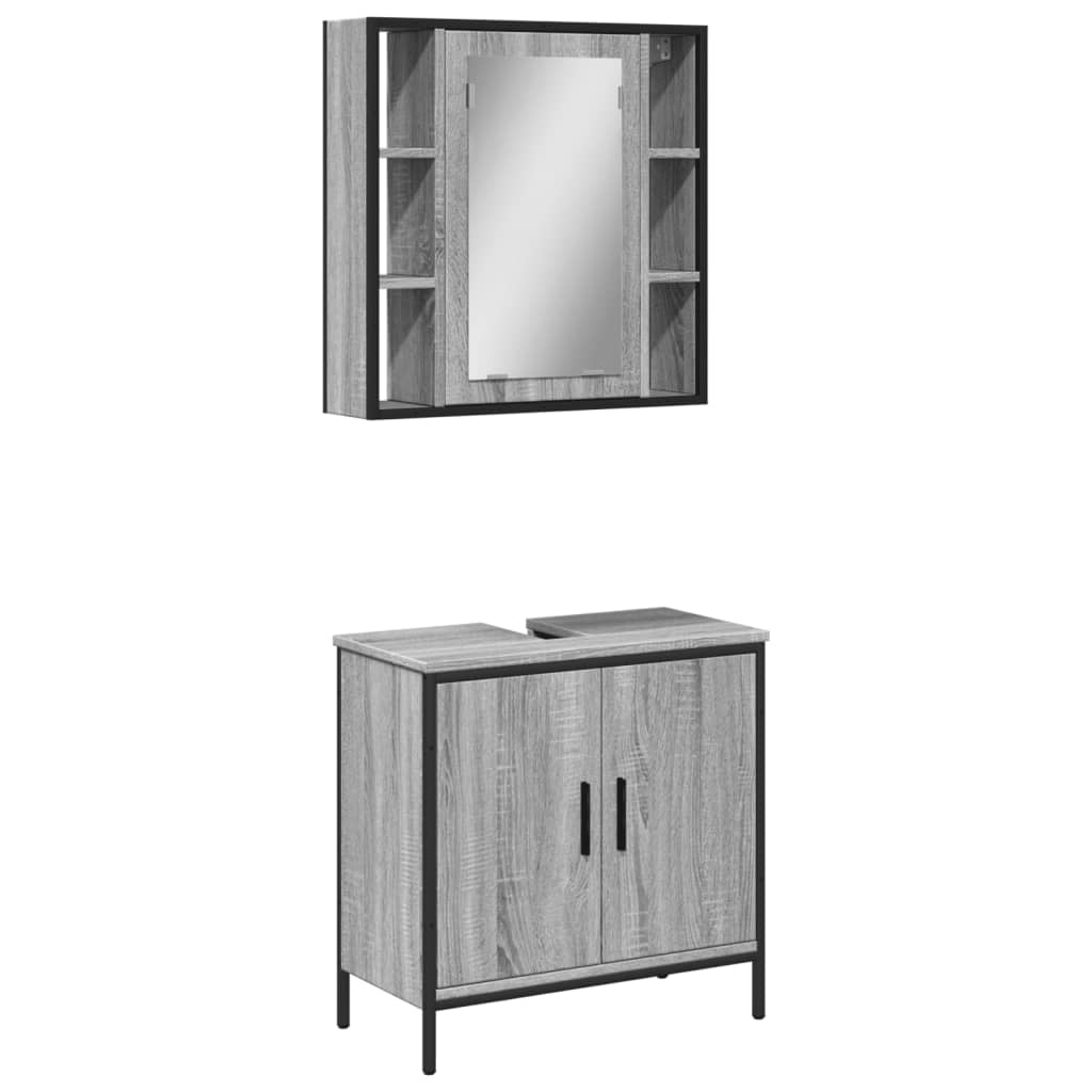 vidaXL Set de muebles de baño 2 pzas madera contrachapada gris sonoma