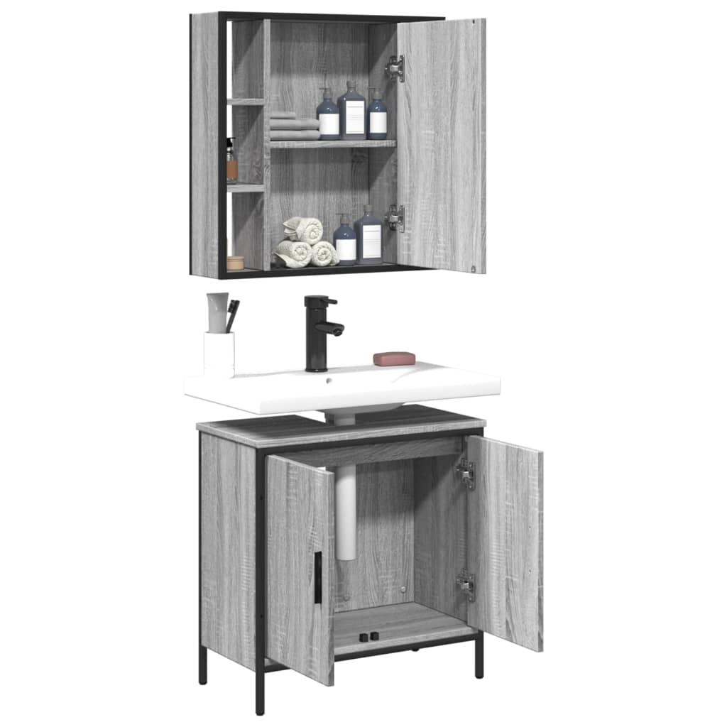 vidaXL Set de muebles de baño 2 pzas madera contrachapada gris sonoma