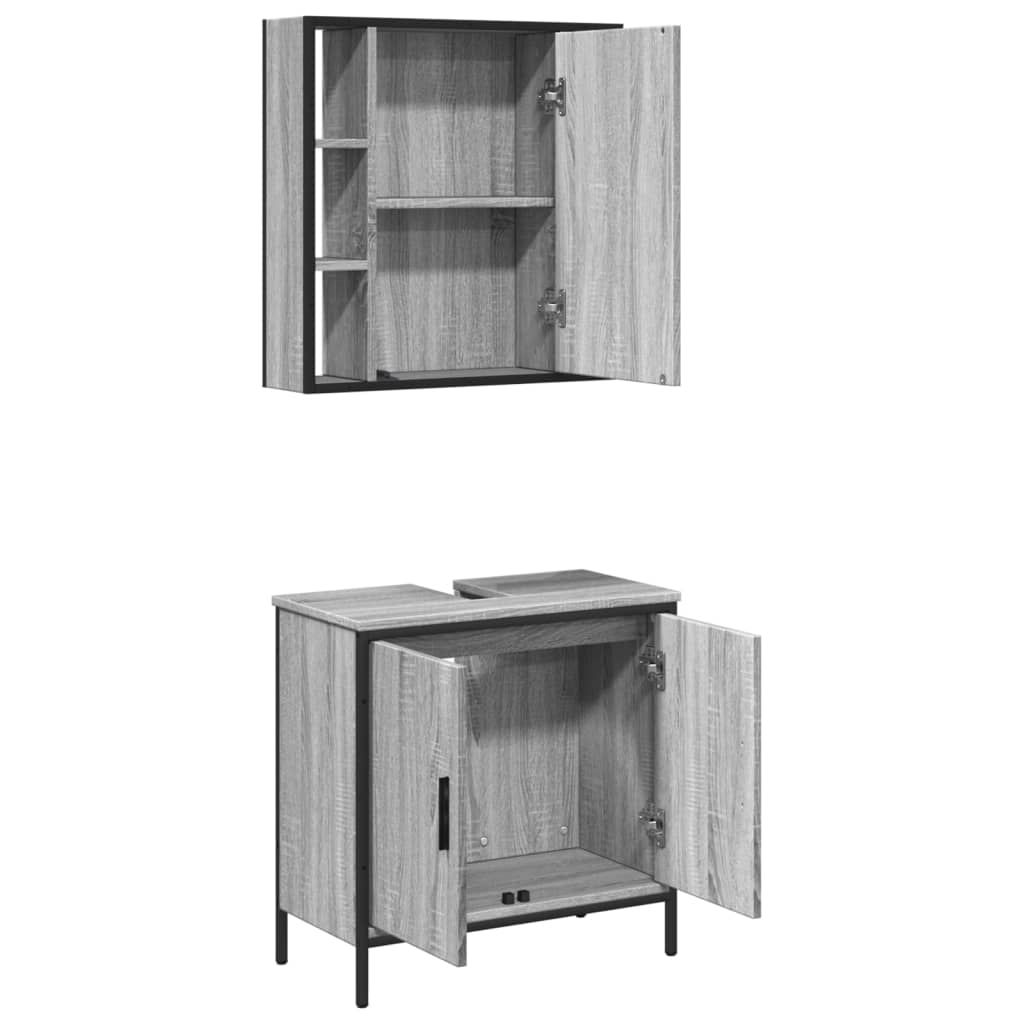 vidaXL Set de muebles de baño 2 pzas madera contrachapada gris sonoma