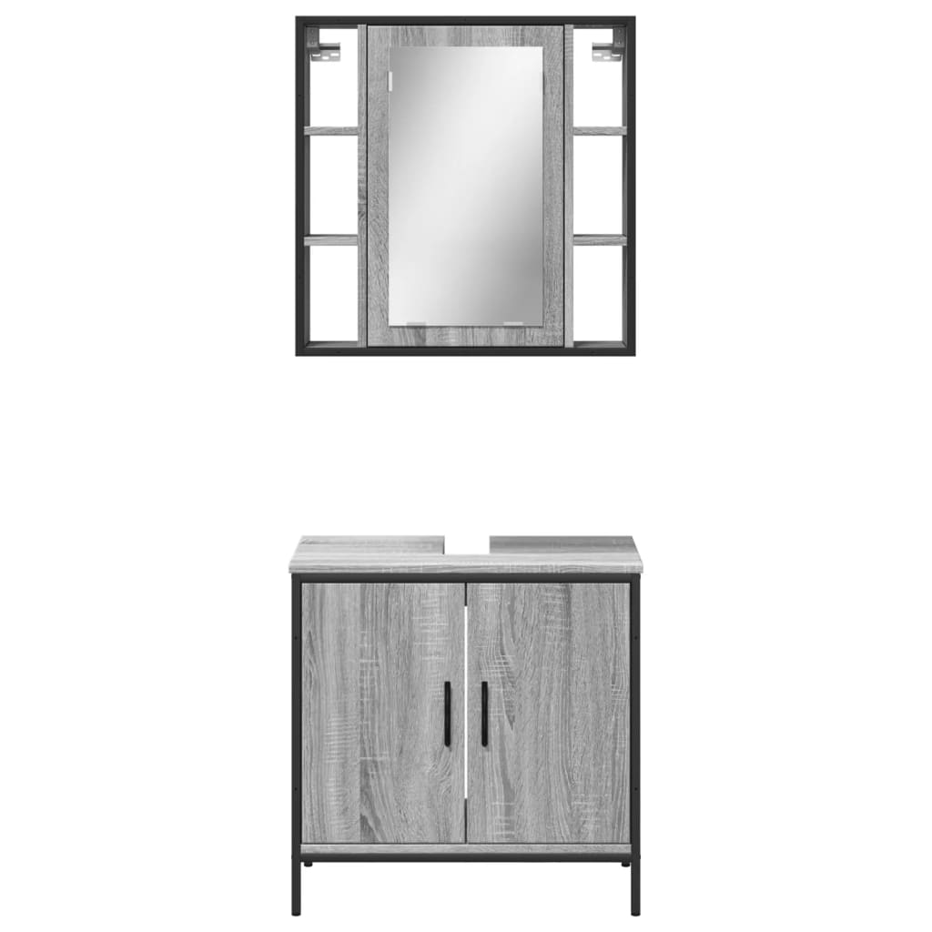 vidaXL Set de muebles de baño 2 pzas madera contrachapada gris sonoma