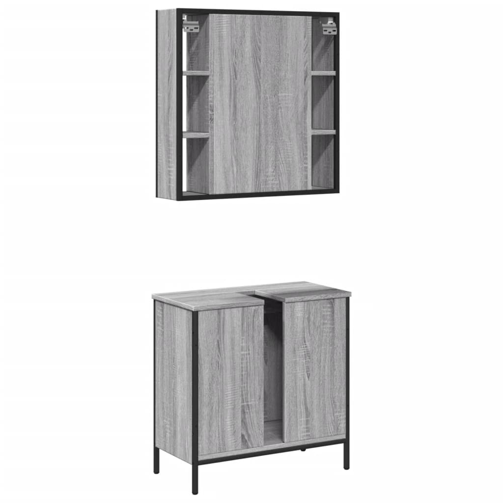 vidaXL Set de muebles de baño 2 pzas madera contrachapada gris sonoma