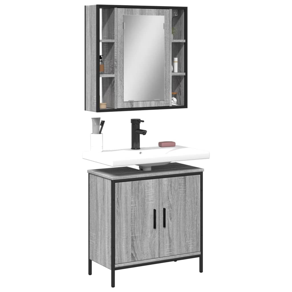 vidaXL Set de muebles de baño 2 pzas madera contrachapada gris sonoma