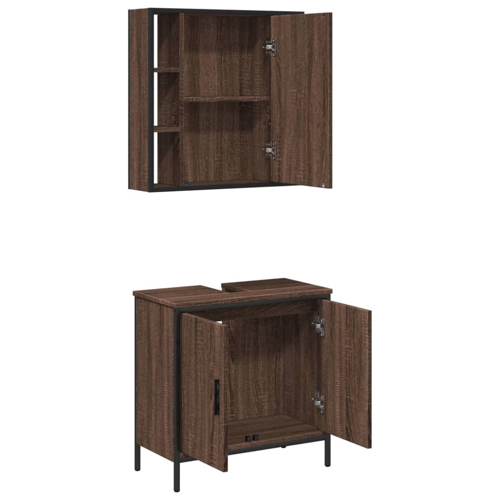 vidaXL Set de muebles baño 2 pzas madera contrachapada marrón roble