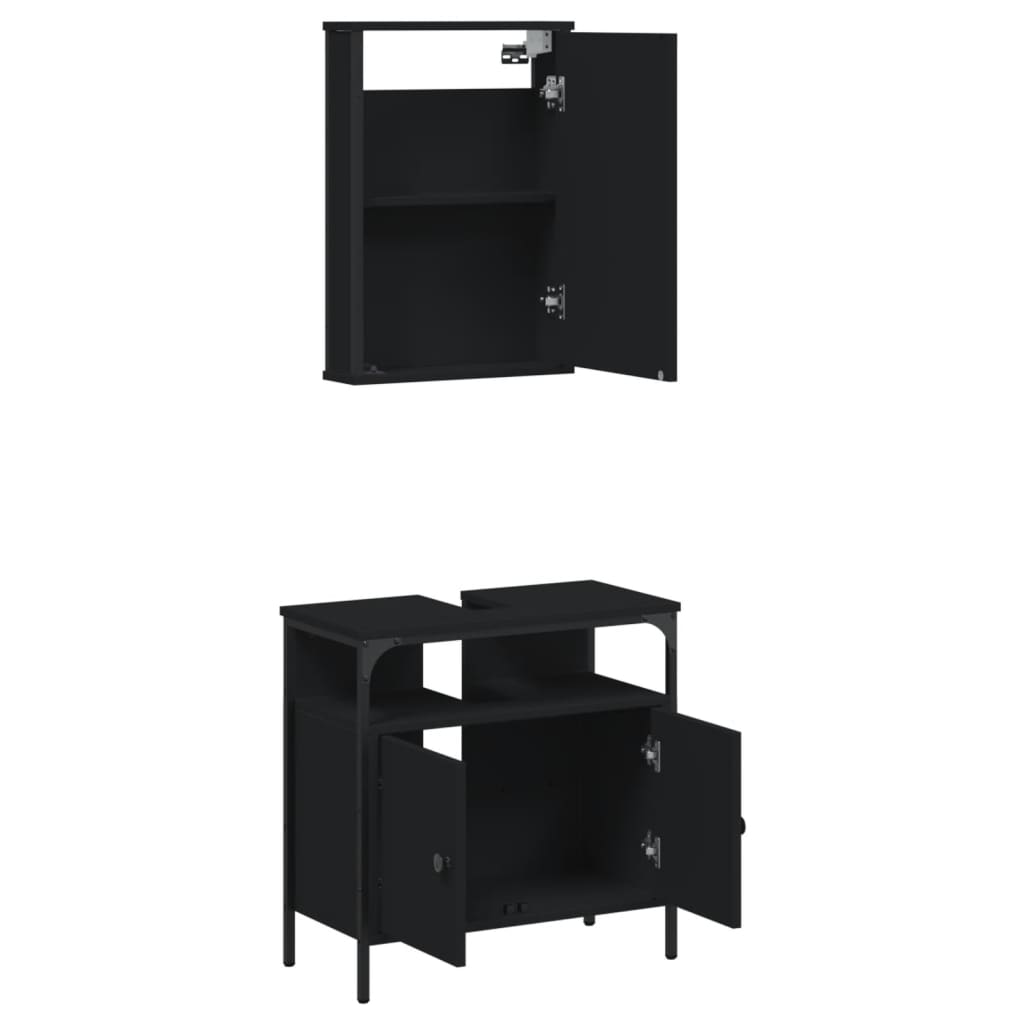 vidaXL Juego de muebles de baño 2 pzas madera contrachapada negro