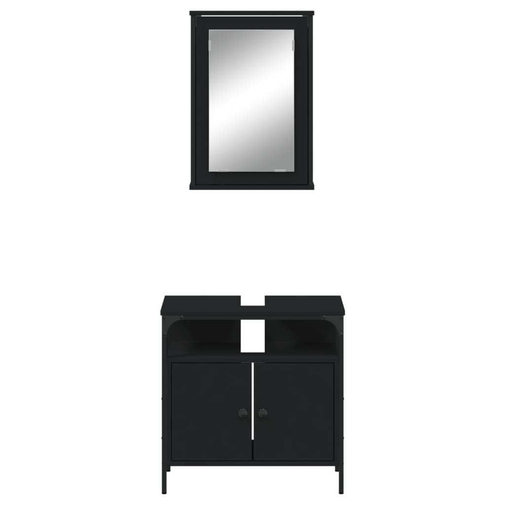 vidaXL Juego de muebles de baño 2 pzas madera contrachapada negro