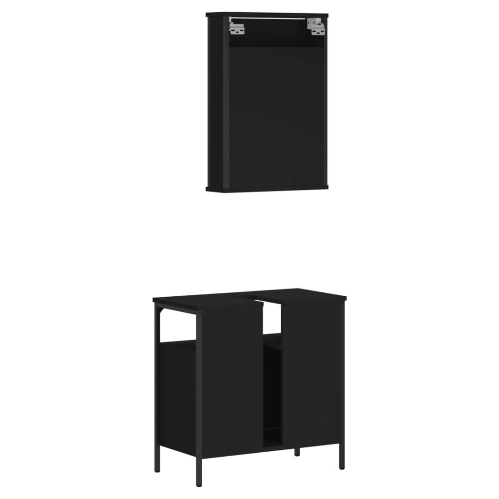 vidaXL Juego de muebles de baño 2 pzas madera contrachapada negro