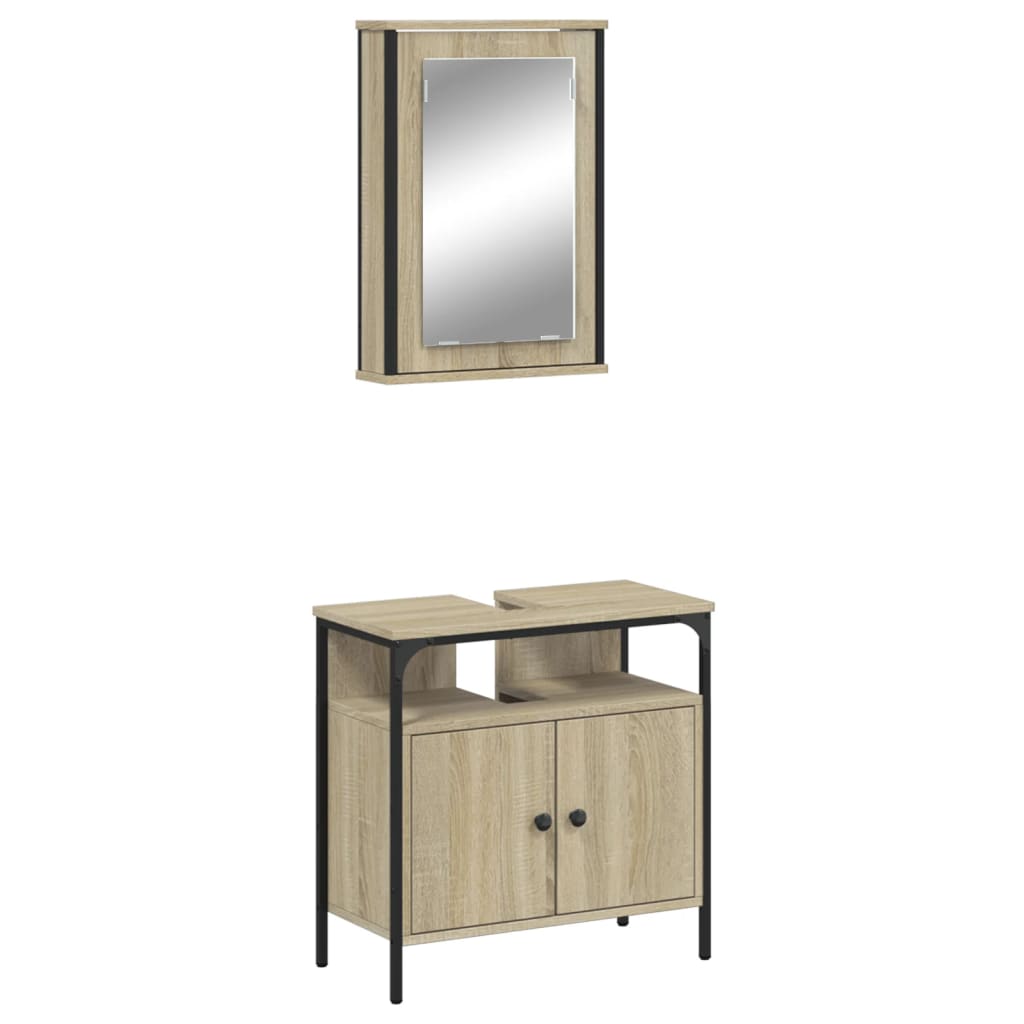 vidaXL Set de muebles de baño 2 pzas madera contrachapada roble Sonoma