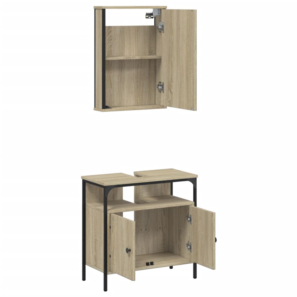 vidaXL Set de muebles de baño 2 pzas madera contrachapada roble Sonoma