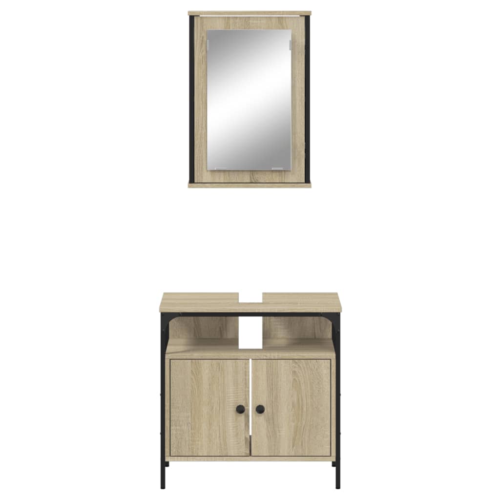 vidaXL Set de muebles de baño 2 pzas madera contrachapada roble Sonoma