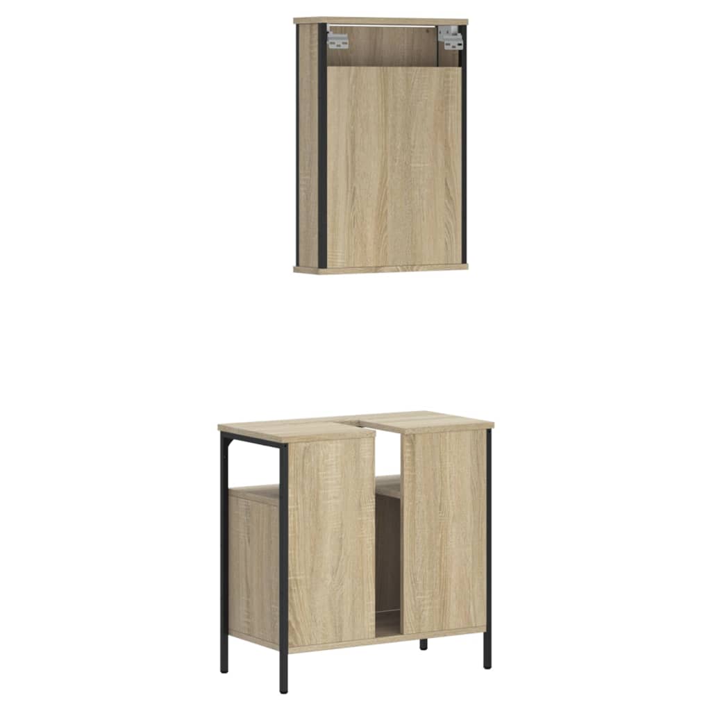 vidaXL Set de muebles de baño 2 pzas madera contrachapada roble Sonoma