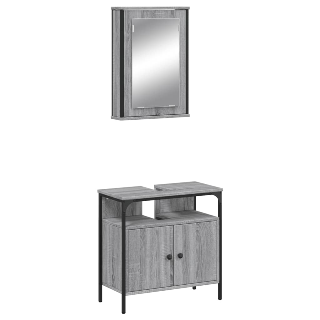 vidaXL Set de muebles de baño 2 pzas madera contrachapada gris sonoma