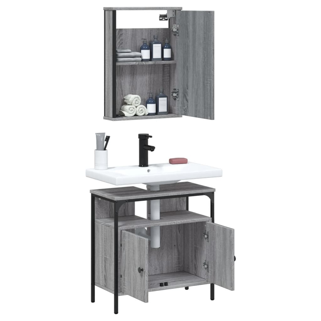 vidaXL Set de muebles de baño 2 pzas madera contrachapada gris sonoma