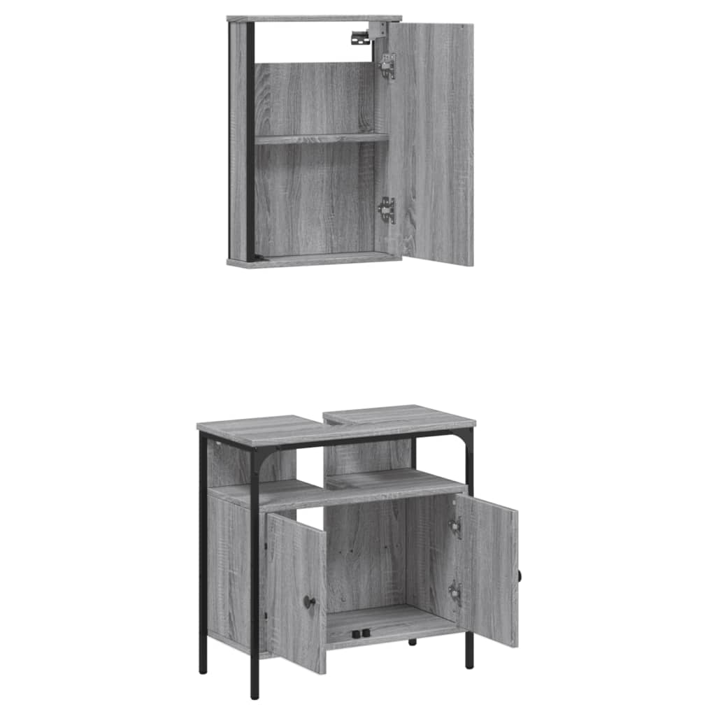 vidaXL Set de muebles de baño 2 pzas madera contrachapada gris sonoma