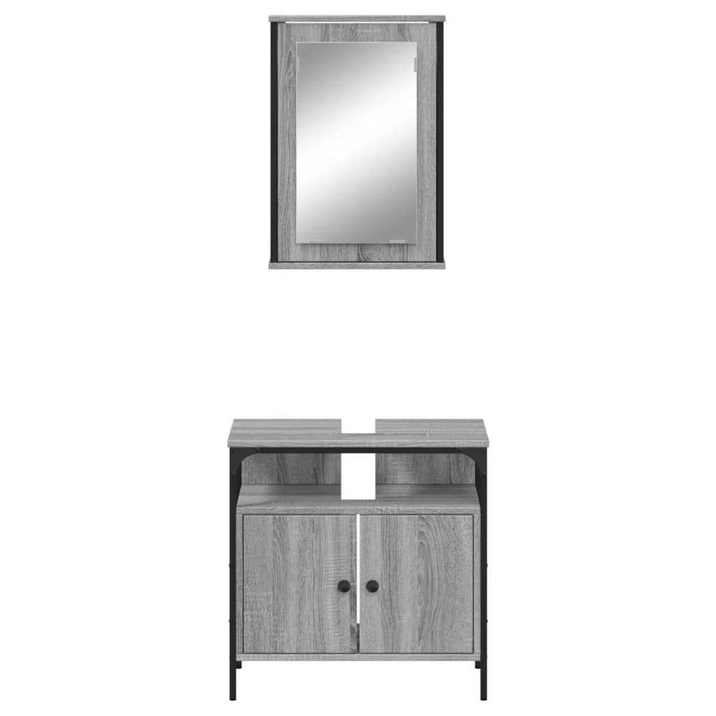 vidaXL Set de muebles de baño 2 pzas madera contrachapada gris sonoma