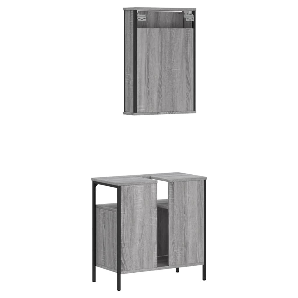 vidaXL Set de muebles de baño 2 pzas madera contrachapada gris sonoma