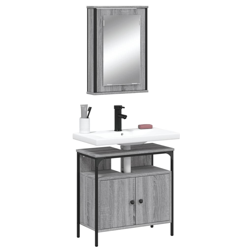 vidaXL Set de muebles de baño 2 pzas madera contrachapada gris sonoma