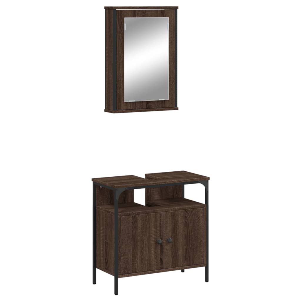 vidaXL Set de muebles baño 2 pzas madera contrachapada marrón roble