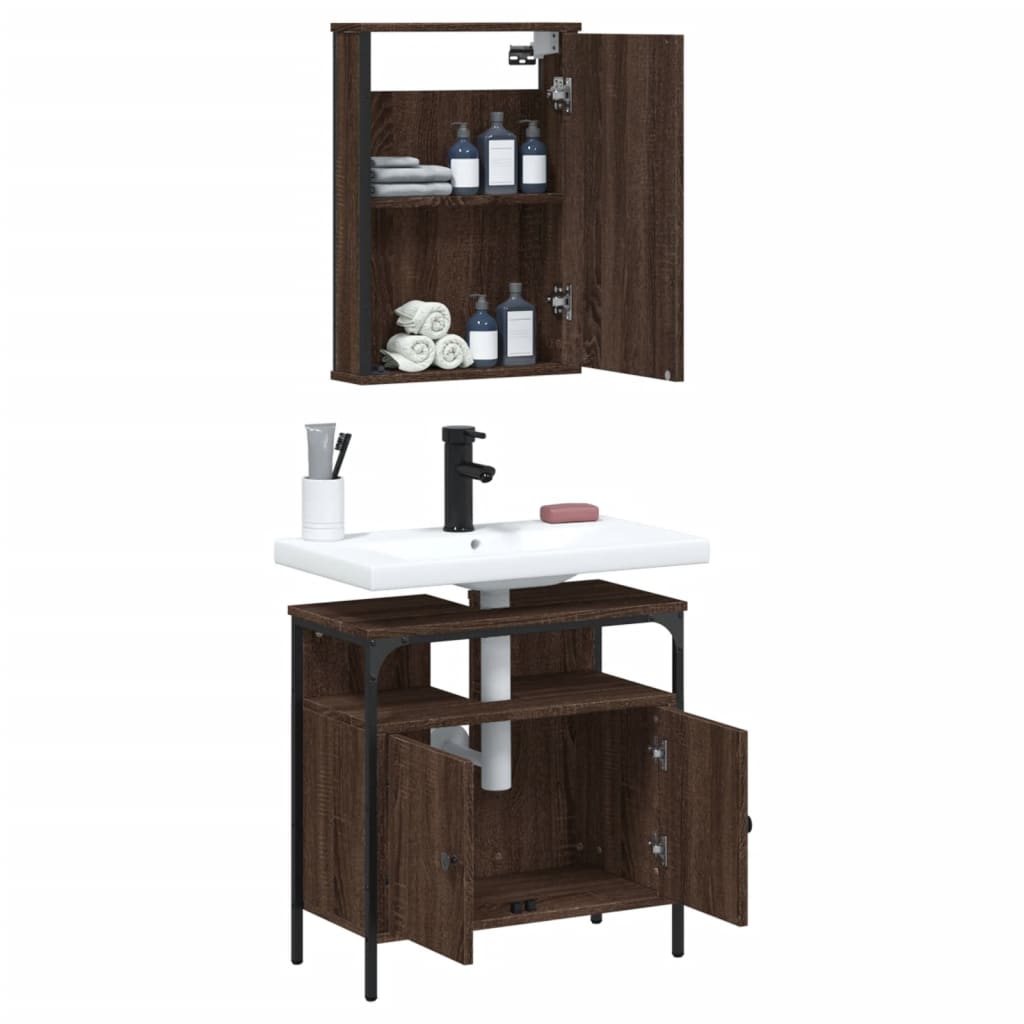 vidaXL Set de muebles baño 2 pzas madera contrachapada marrón roble