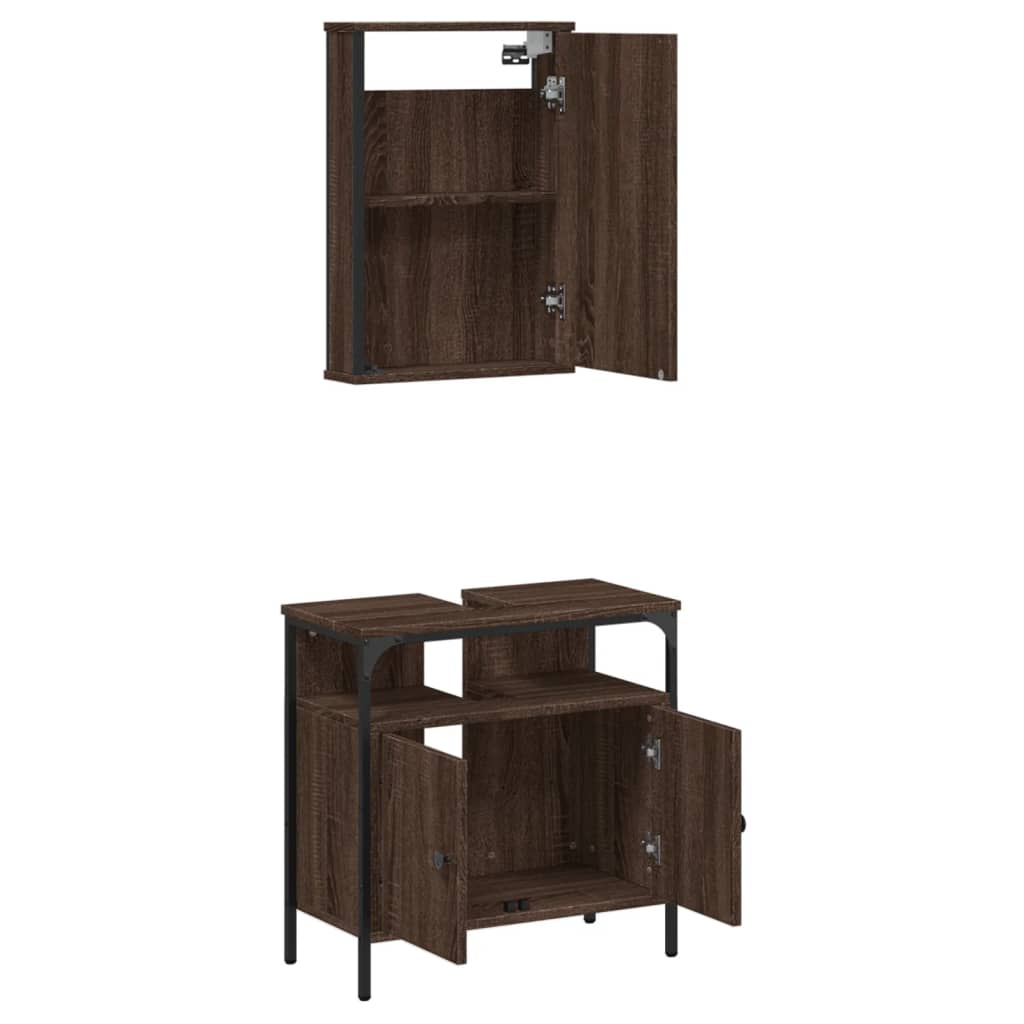 vidaXL Set de muebles baño 2 pzas madera contrachapada marrón roble