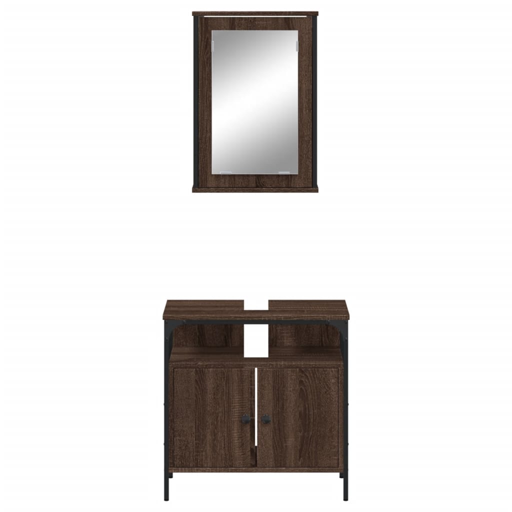 vidaXL Set de muebles baño 2 pzas madera contrachapada marrón roble