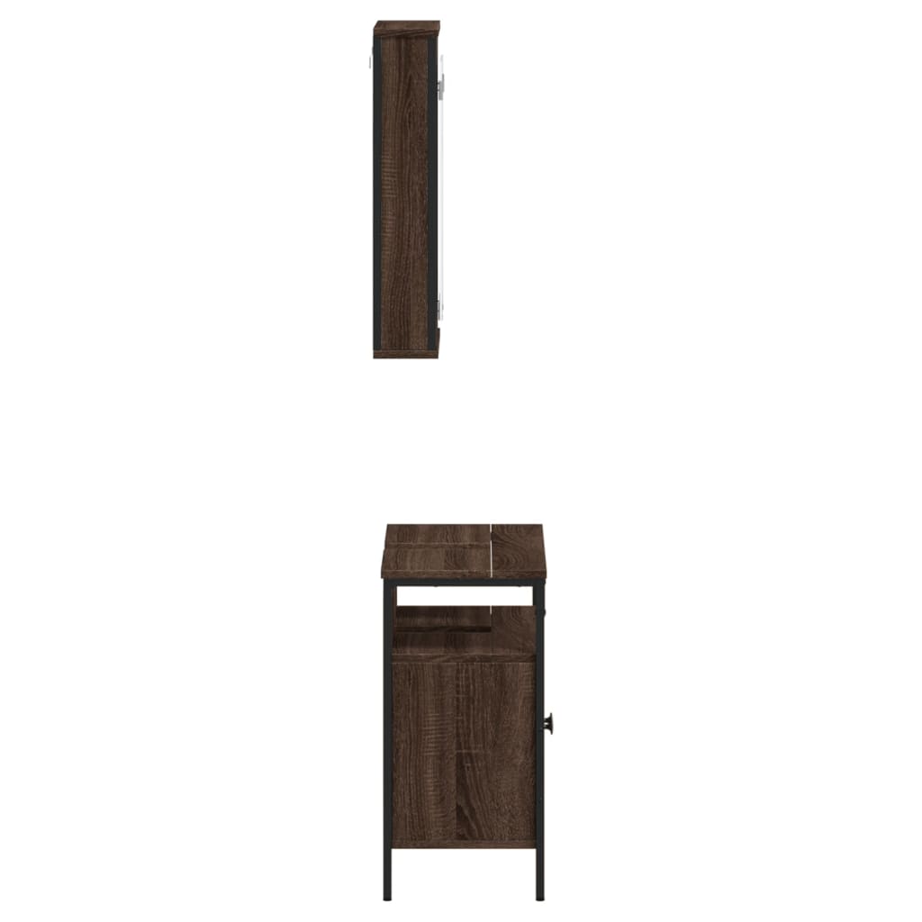 vidaXL Set de muebles baño 2 pzas madera contrachapada marrón roble