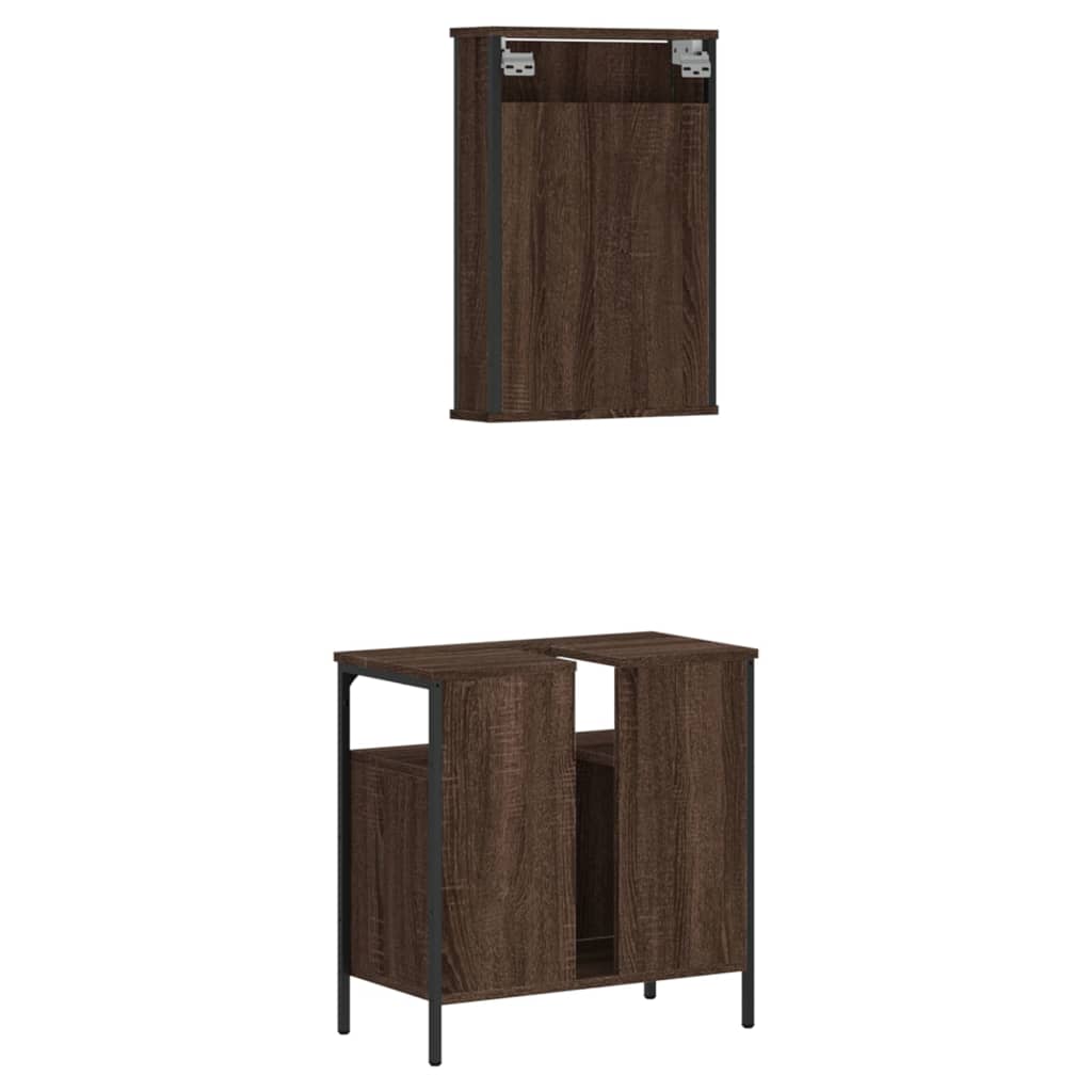 vidaXL Set de muebles baño 2 pzas madera contrachapada marrón roble