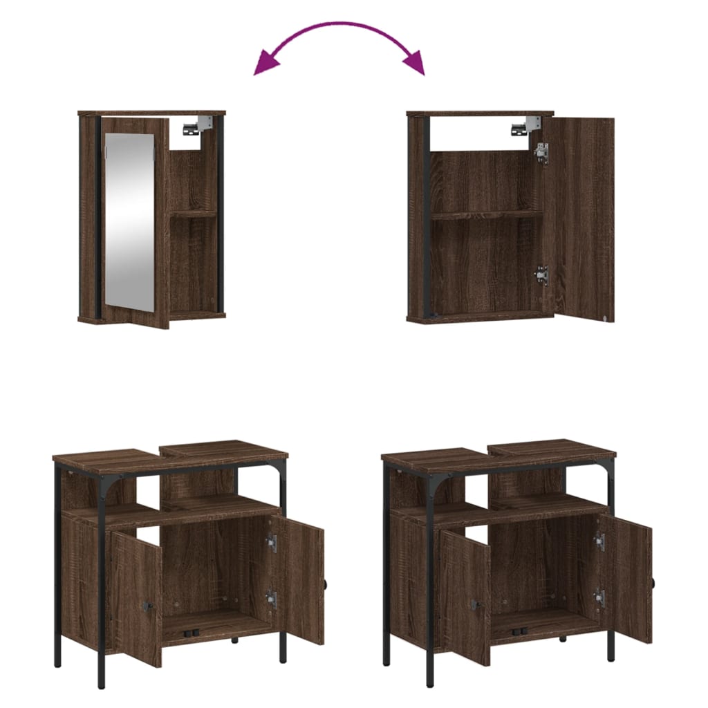 vidaXL Set de muebles baño 2 pzas madera contrachapada marrón roble