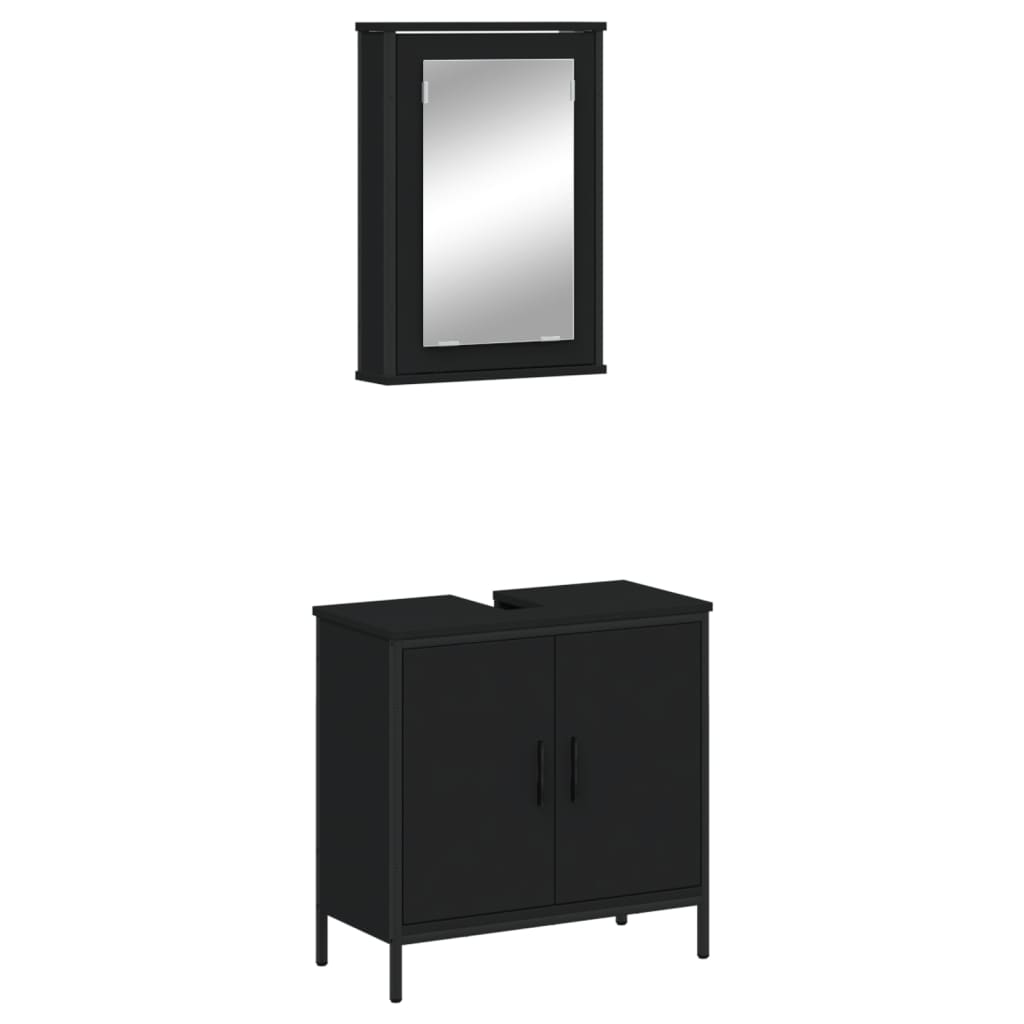 vidaXL Juego de muebles de baño 2 pzas madera contrachapada negro