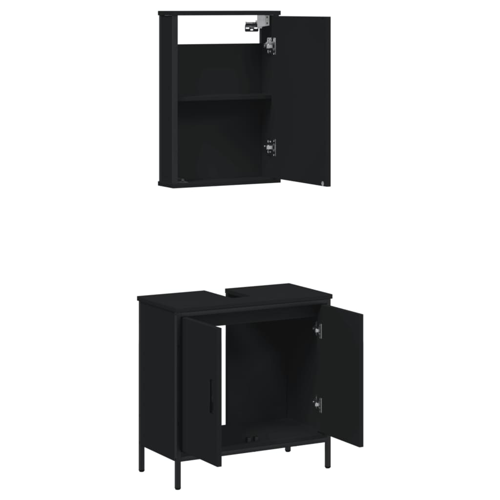 vidaXL Juego de muebles de baño 2 pzas madera contrachapada negro