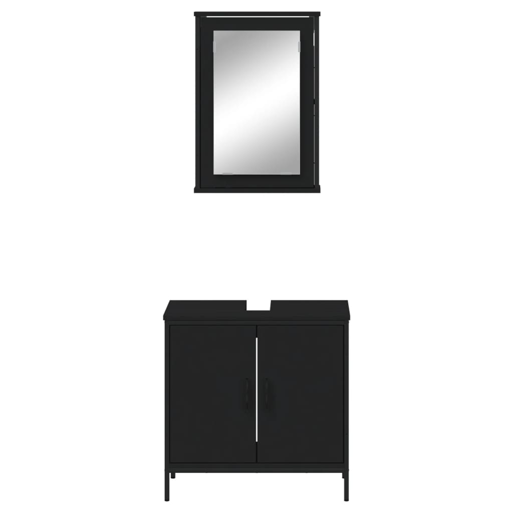 vidaXL Juego de muebles de baño 2 pzas madera contrachapada negro