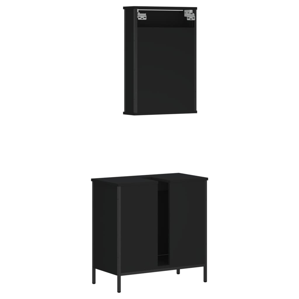 vidaXL Juego de muebles de baño 2 pzas madera contrachapada negro