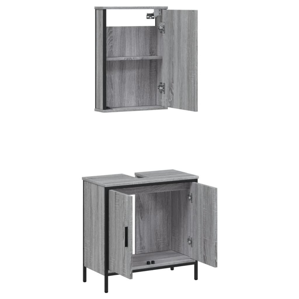 vidaXL Set de muebles de baño 2 pzas madera contrachapada gris sonoma