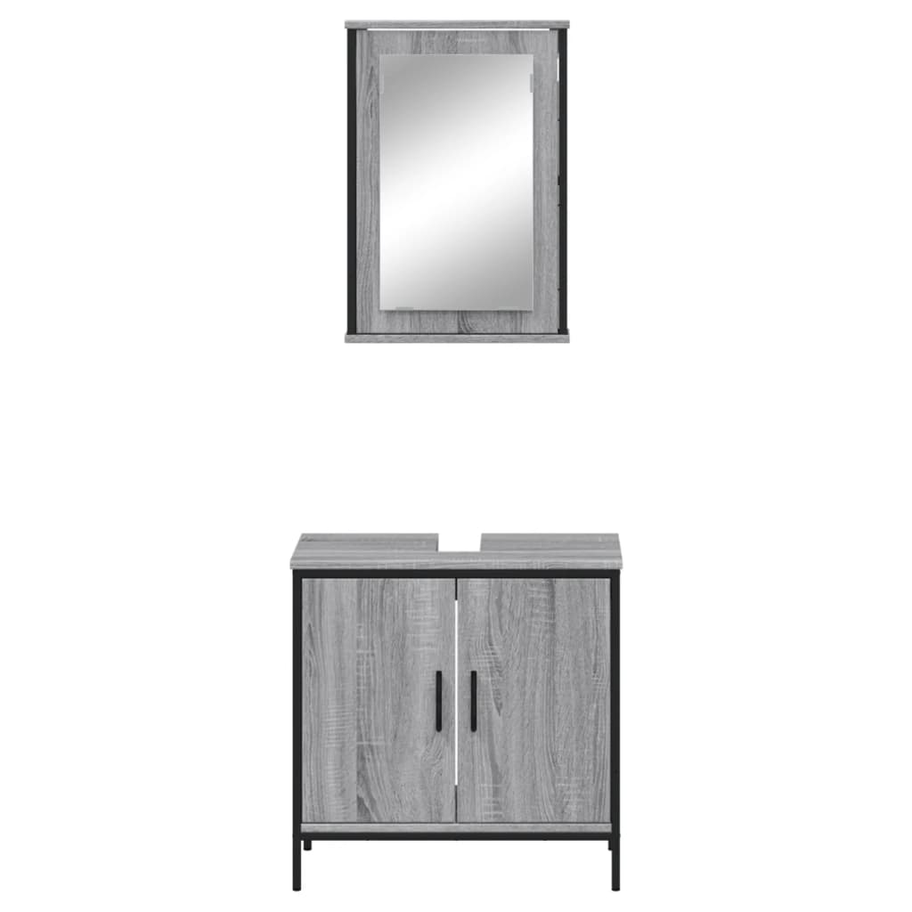 vidaXL Set de muebles de baño 2 pzas madera contrachapada gris sonoma