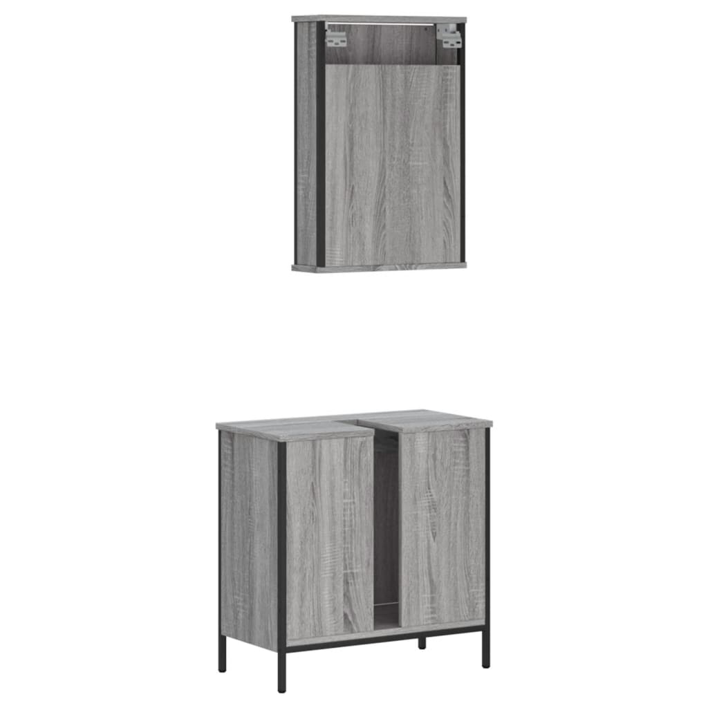 vidaXL Set de muebles de baño 2 pzas madera contrachapada gris sonoma