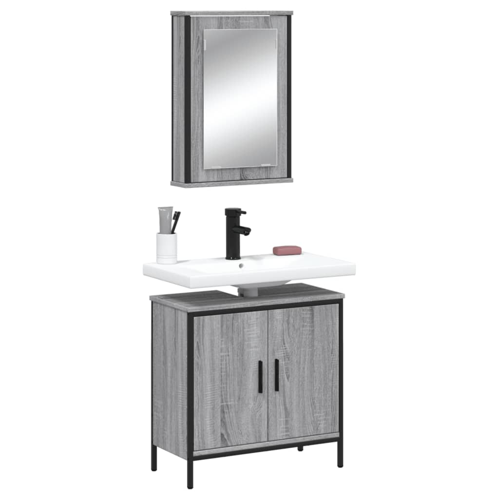 vidaXL Set de muebles de baño 2 pzas madera contrachapada gris sonoma