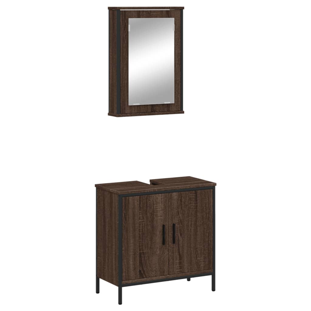 vidaXL Set de muebles baño 2 pzas madera contrachapada marrón roble